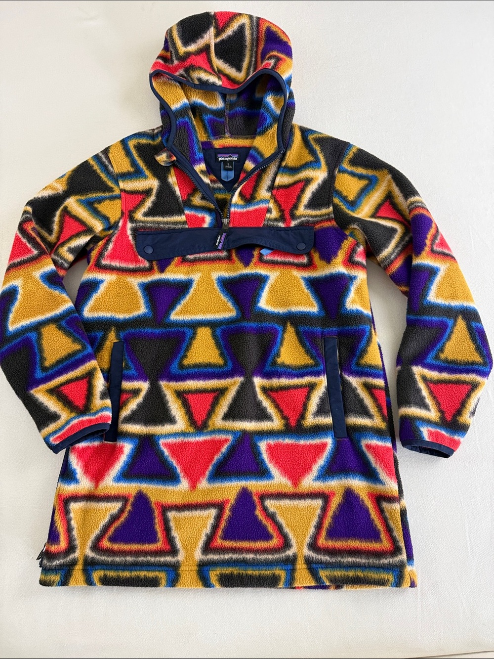 Patagonia Kids Cagoule Pullover Fleece Hoodie - Multicolor Geometric
